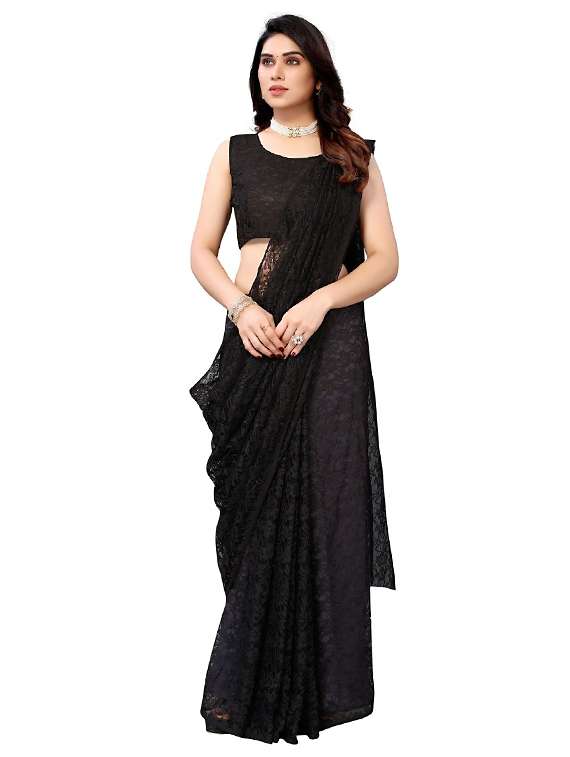 women self design plain saree with blouse - 22425521 -  Standard Image - 1