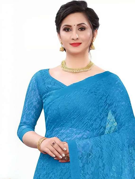 women self design plain saree with blouse - 22425527 -  Standard Image - 1