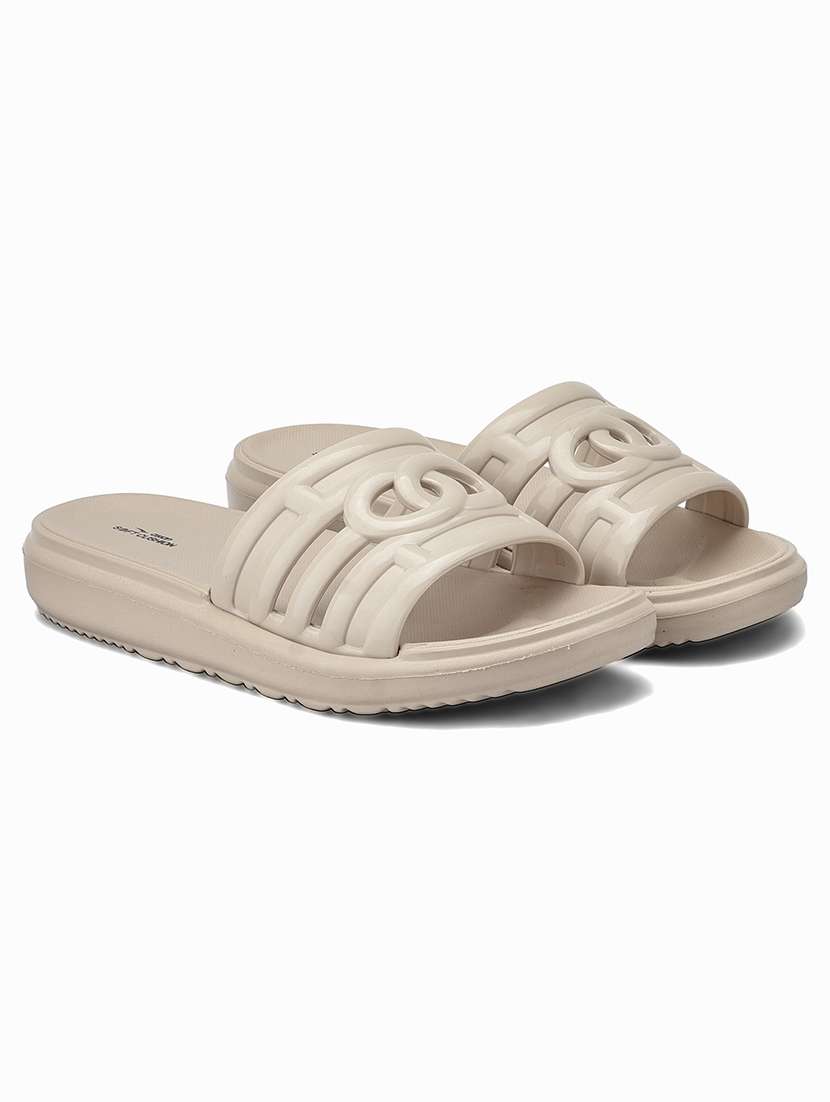 women solid slip on slider