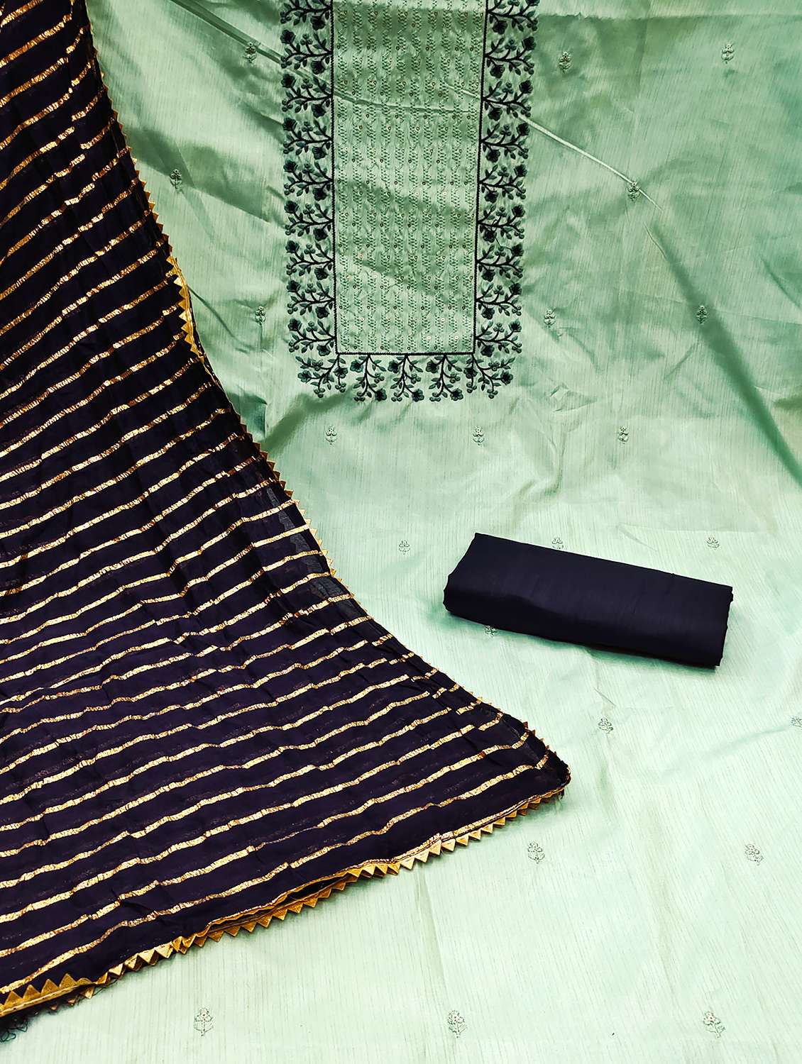 women solid with work unstitched suit set - 22429466 -  Standard Image - 1