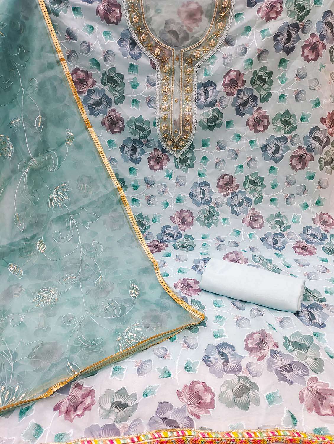 women floral printed unstitched suit set - 22429670 -  Standard Image - 1