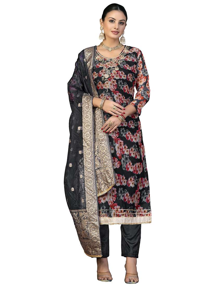 women floral printed unstitched suit set