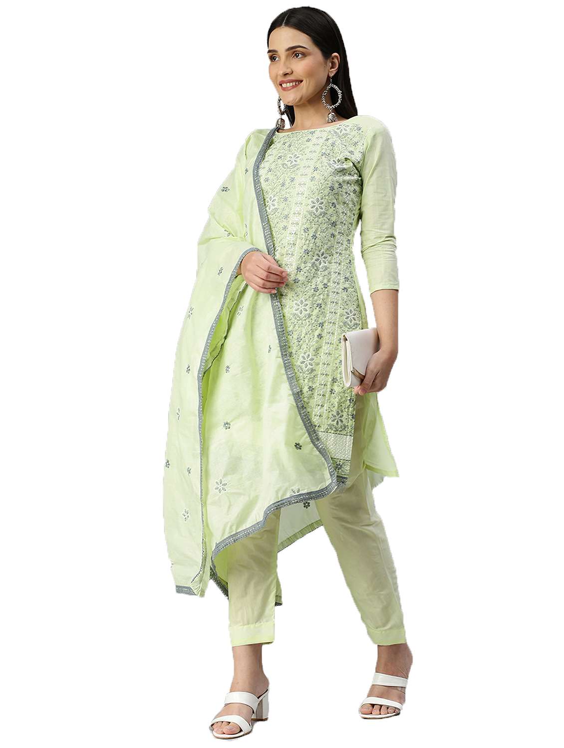 women solid with work unstitched suit set - 22429845 -  Standard Image - 1
