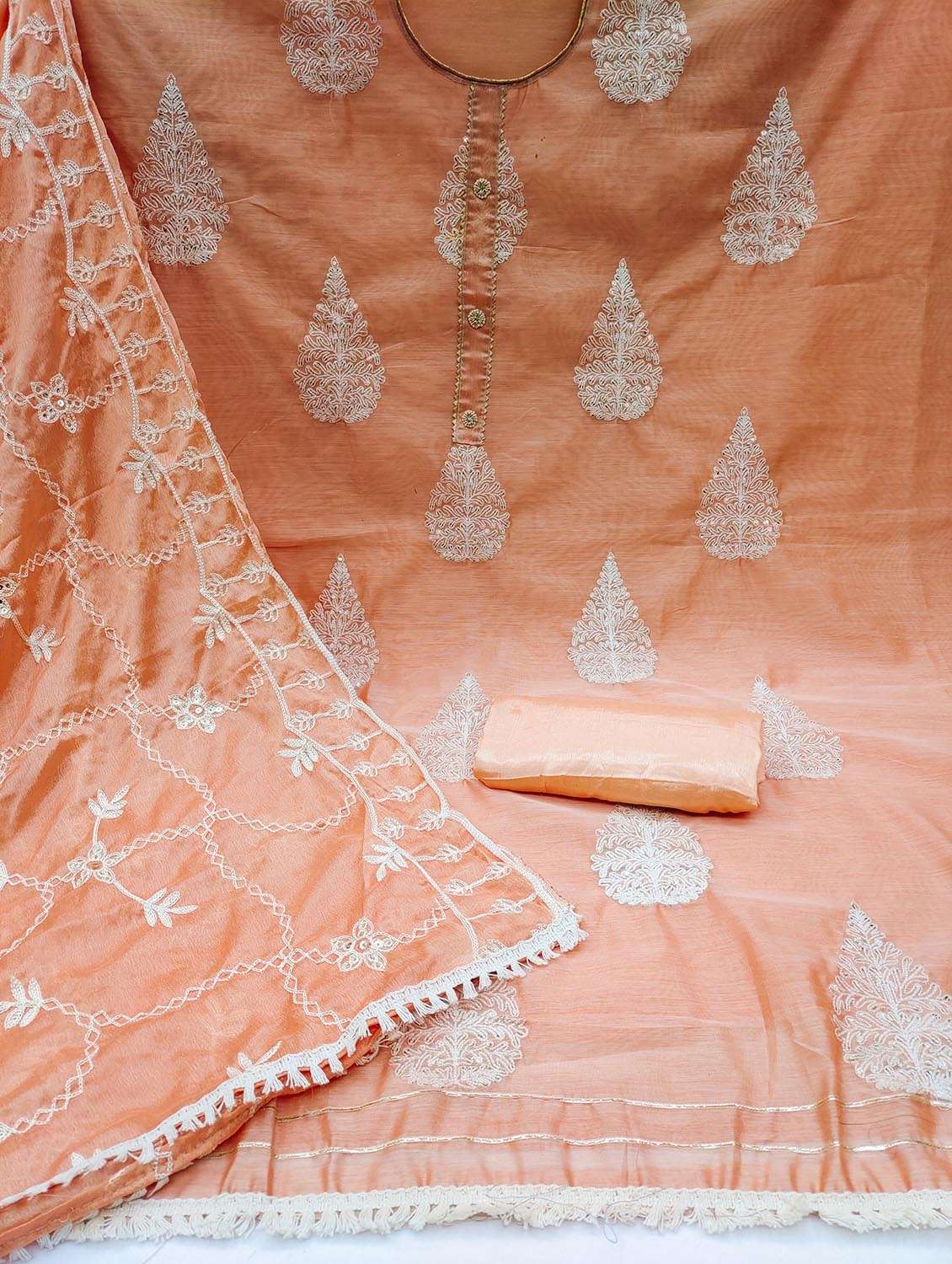 women solid with work unstitched suit set - 22429877 -  Standard Image - 1