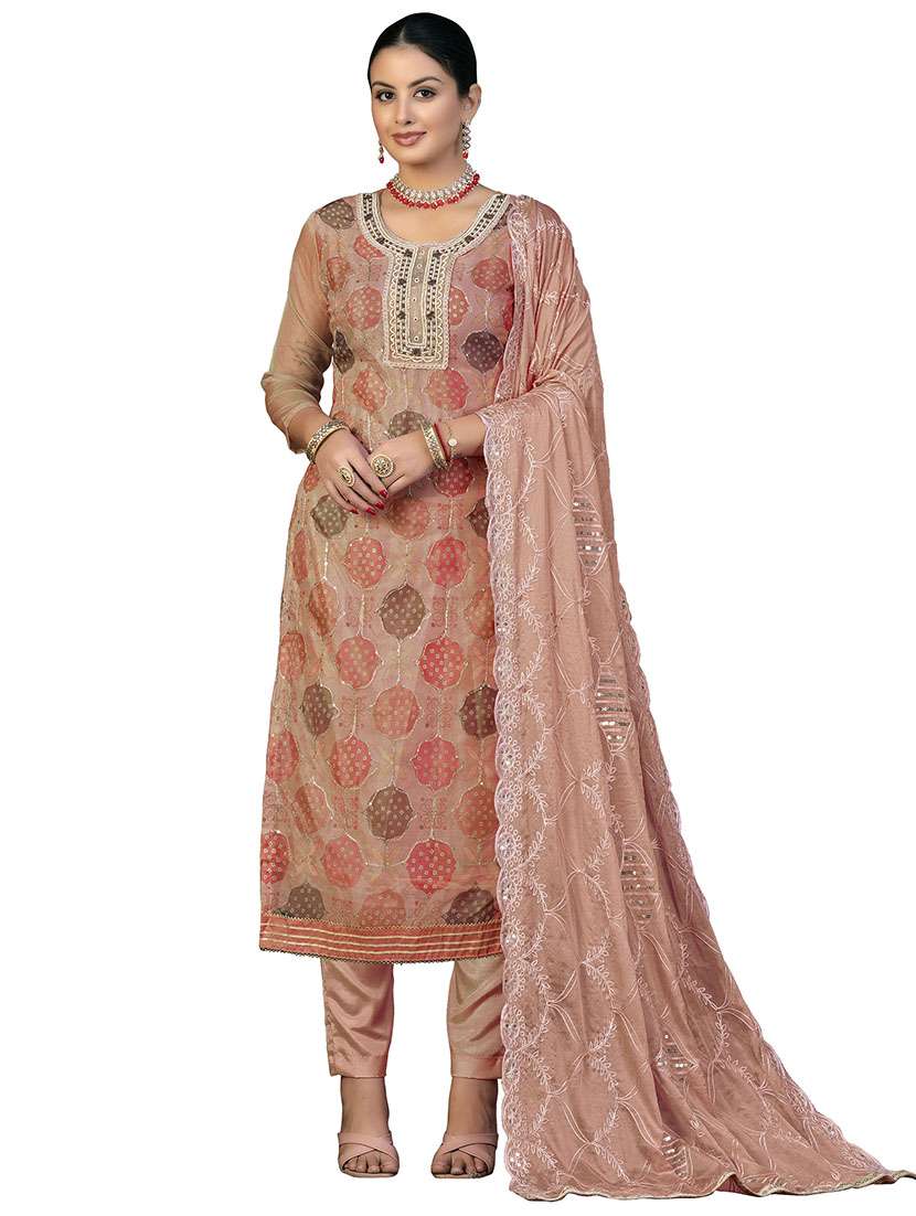 women printed unstitched suit set
