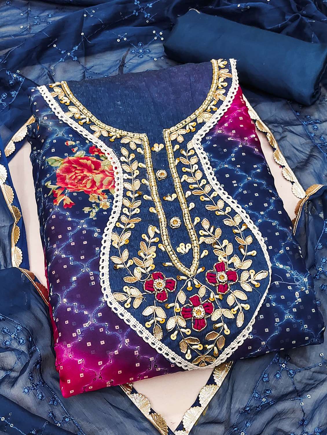 women printed unstitched suit set - 22430003 -  Standard Image - 1