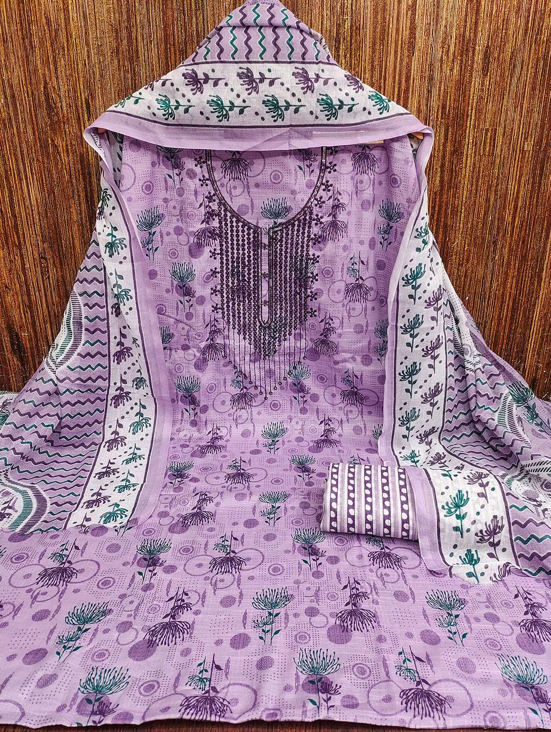 women printed unstitched suit set - 22430090 -  Standard Image - 1