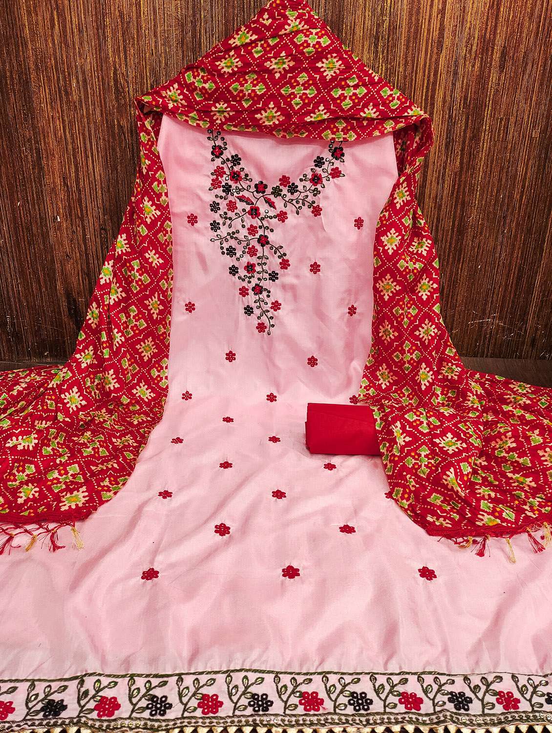 women solid with work unstitched suit set - 22430112 -  Standard Image - 1