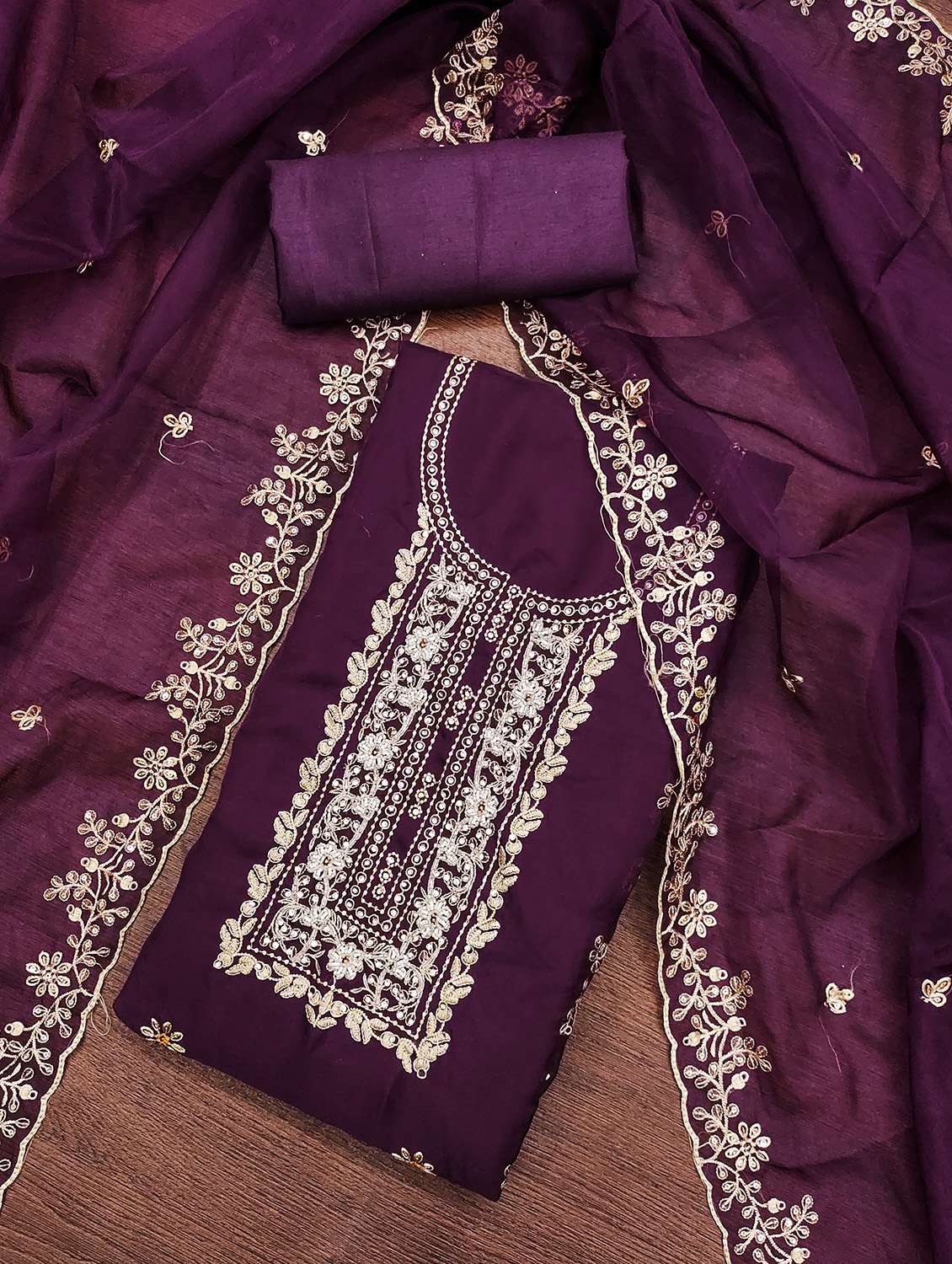 women solid with work unstitched suit set - 22430233 -  Standard Image - 1