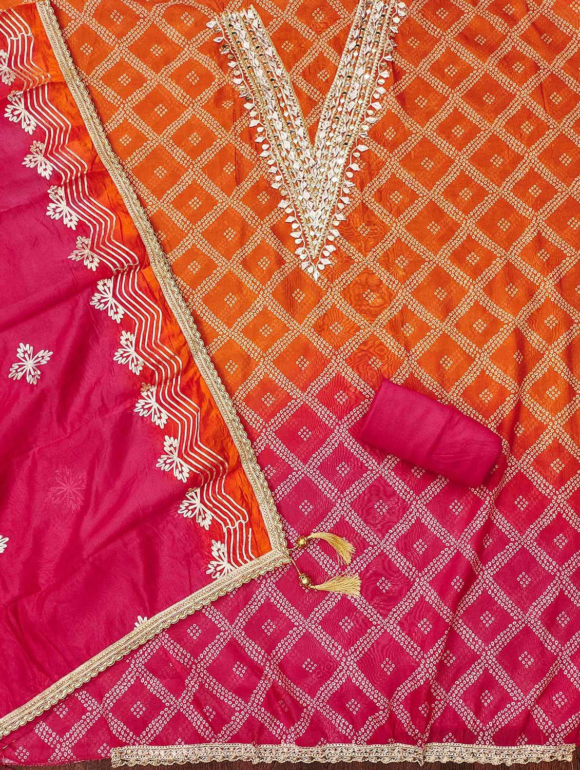 women bandhani printed unstitched suit set - 22430320 -  Standard Image - 1