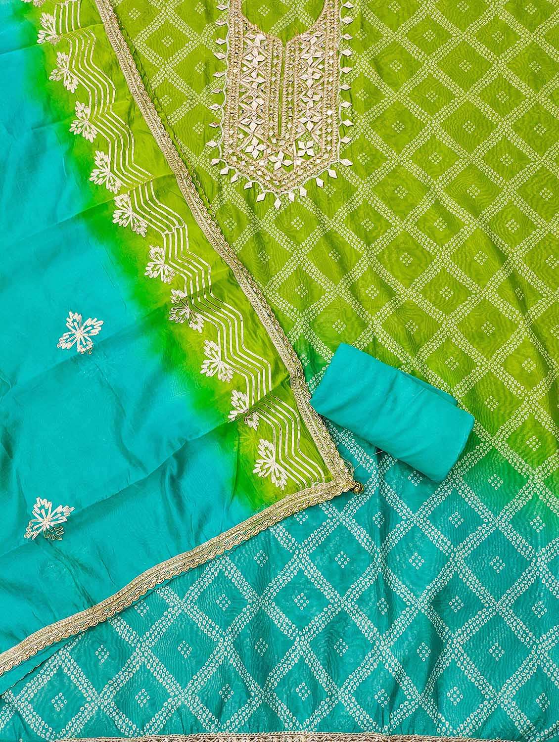 Women Bandhani Printed Unstitched Suit Set - 22430323 -  Standard Image - 1