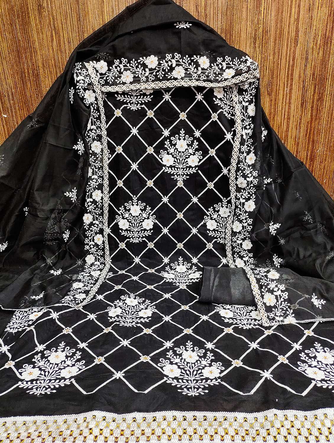 women solid with work unstitched suit set - 22430326 -  Standard Image - 1