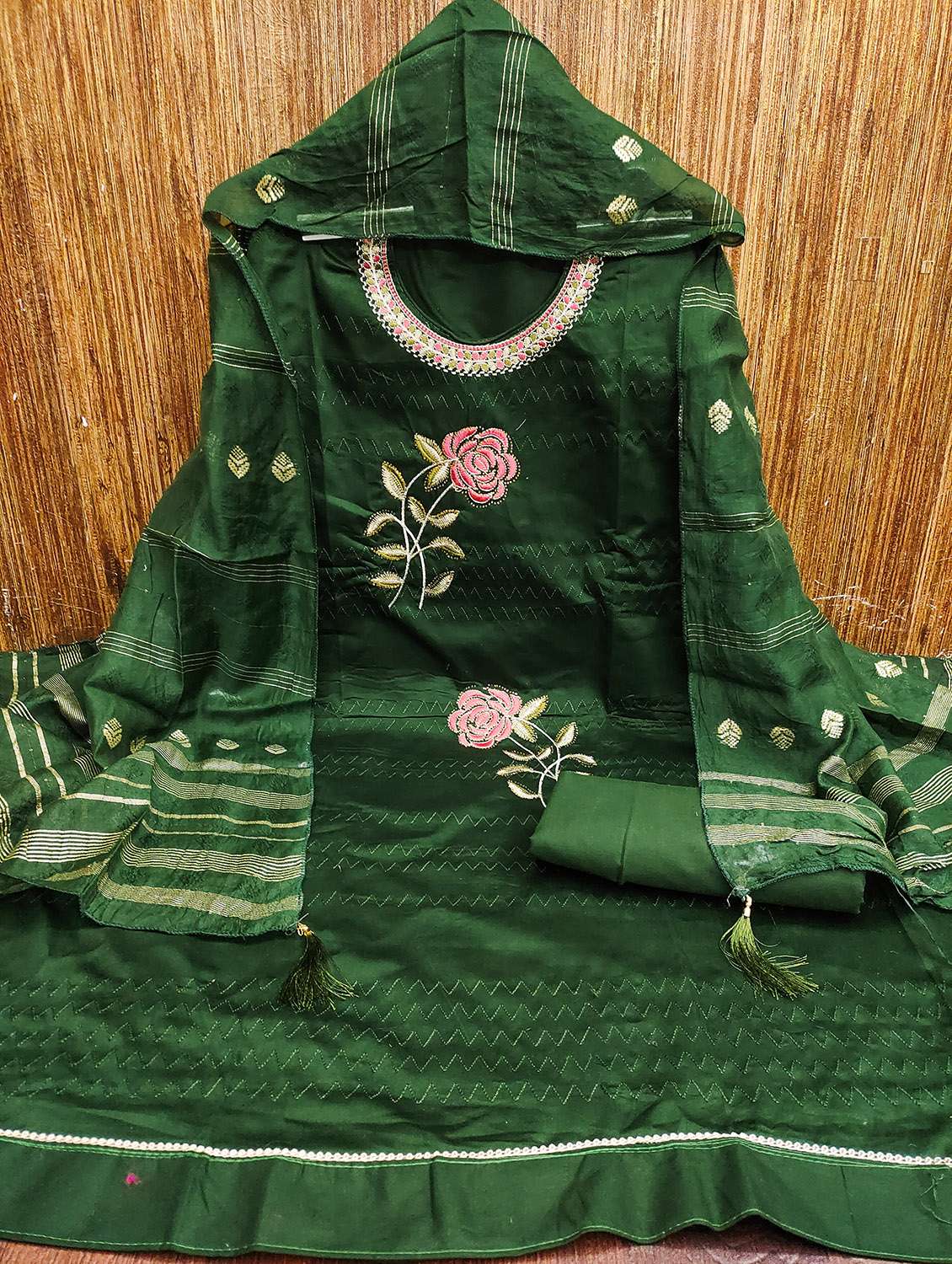 women solid with work unstitched suit set - 22430417 -  Standard Image - 1