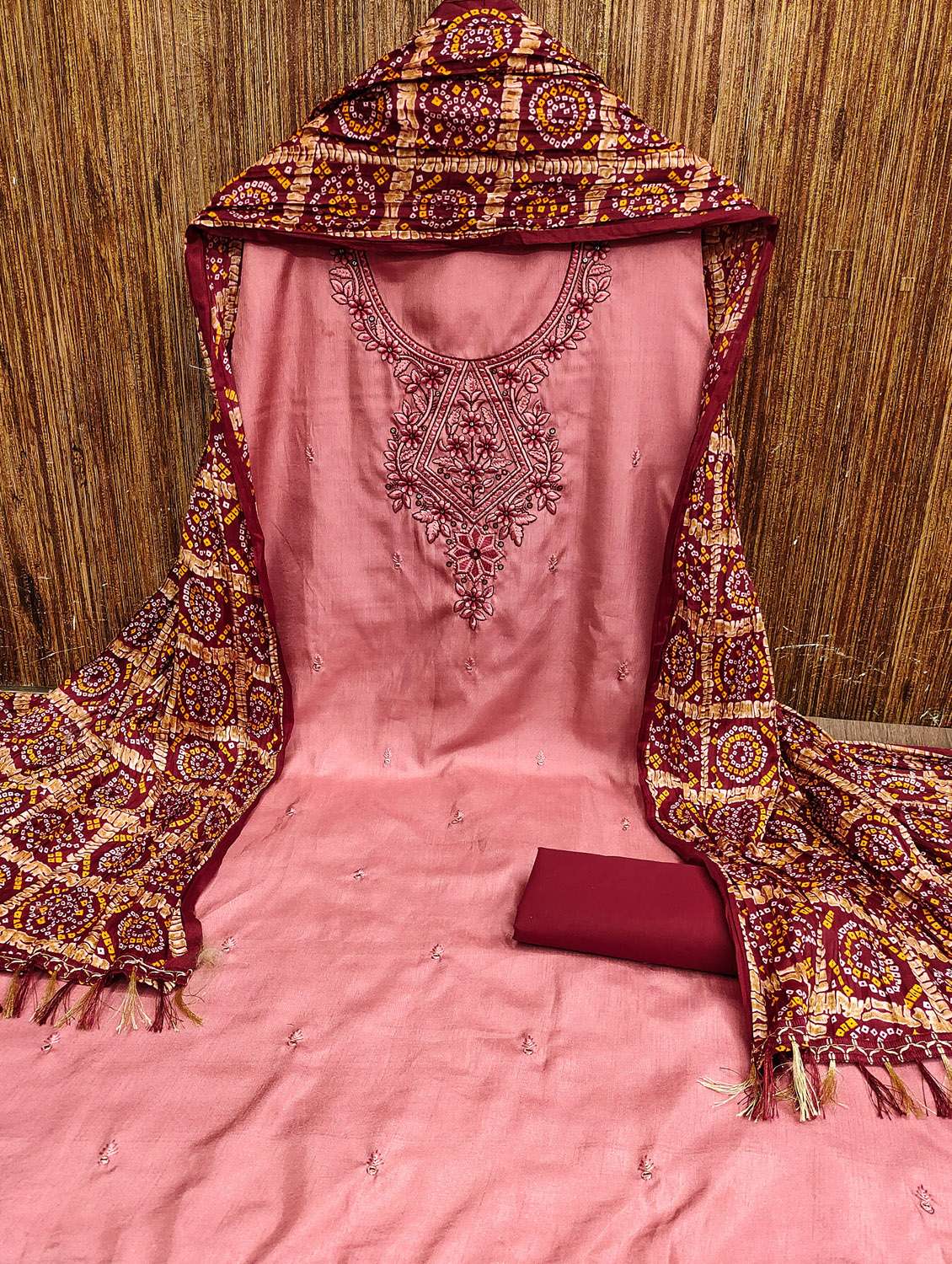 women solid with work unstitched suit set - 22430450 -  Standard Image - 1