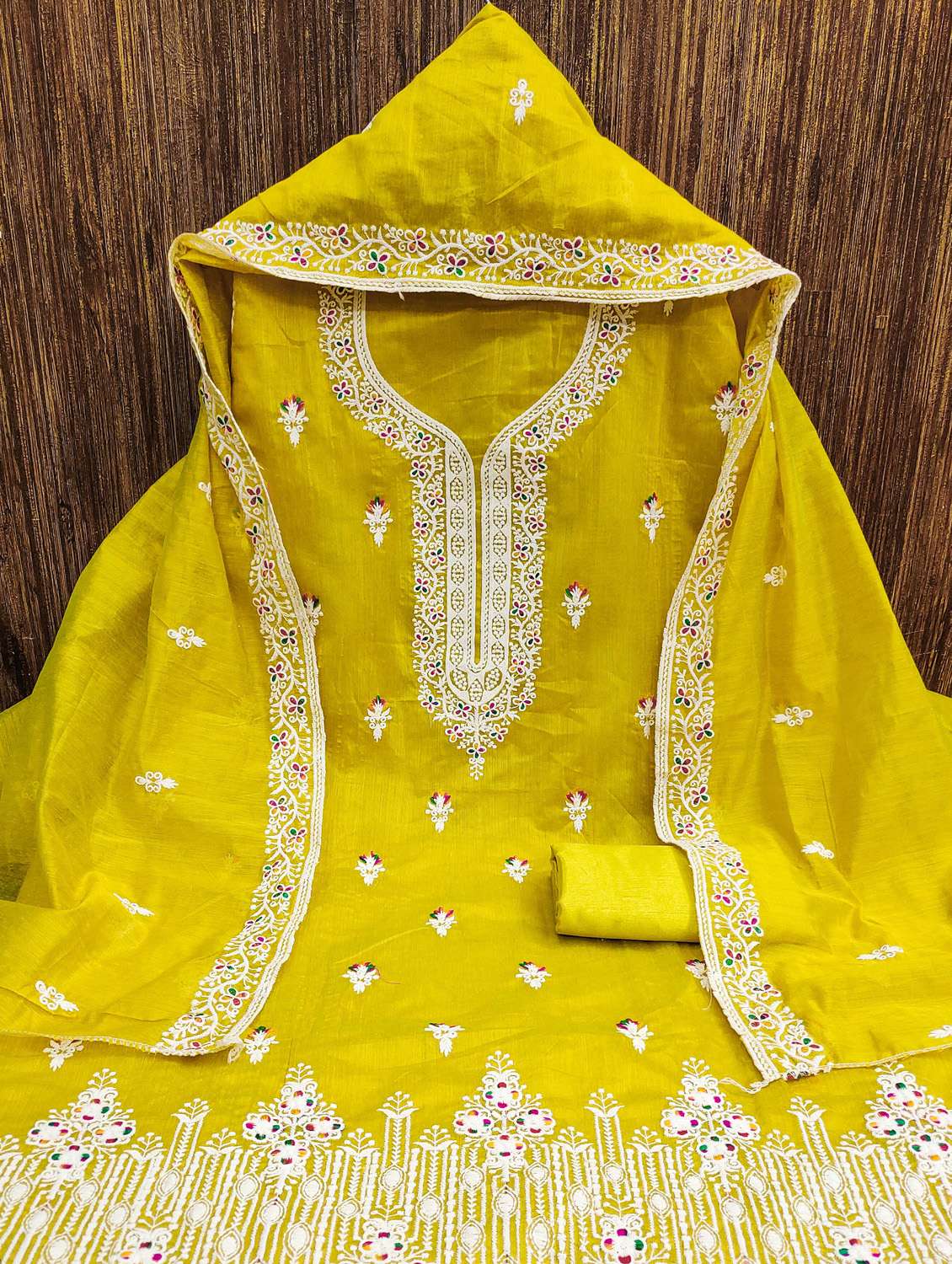 women solid with work unstitched suit set - 22430498 -  Standard Image - 1