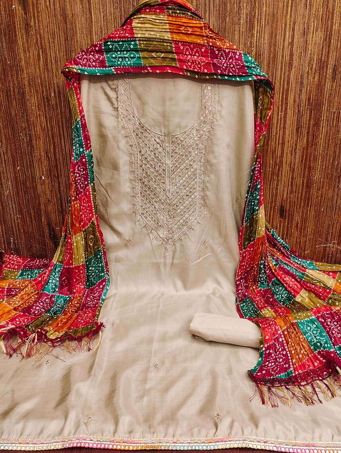 women solid with work unstitched suit set - 22430633 -  Standard Image - 1