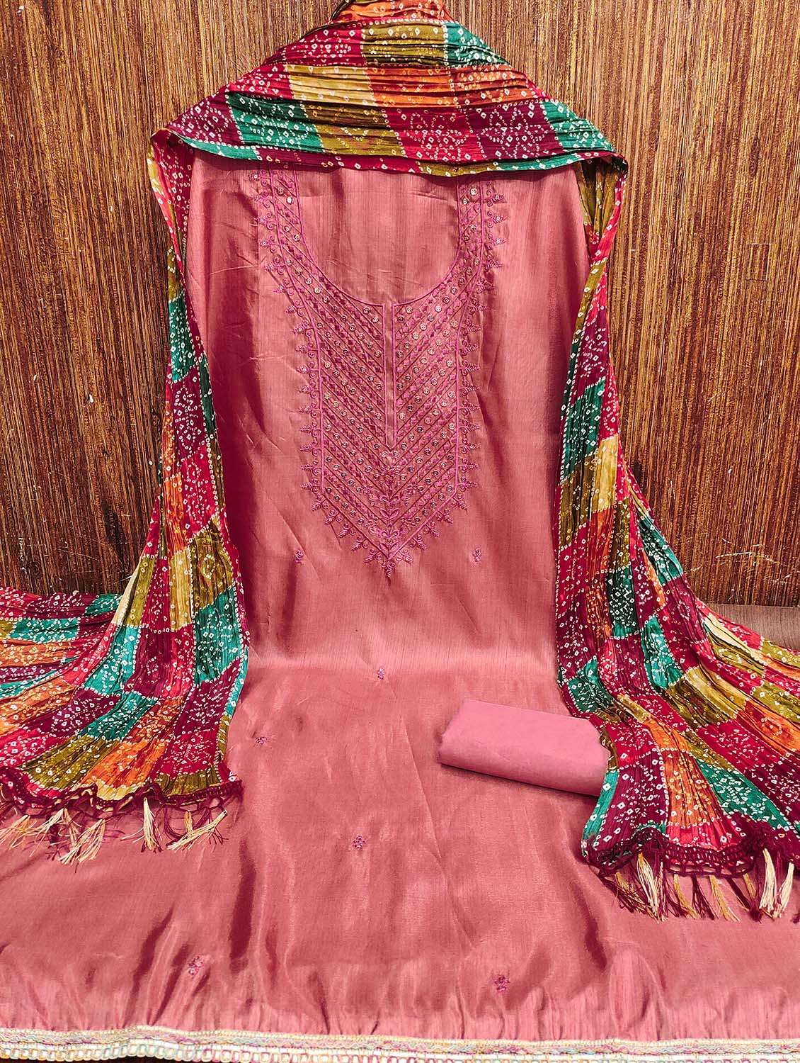 women solid with work unstitched suit set - 22430634 -  Standard Image - 4