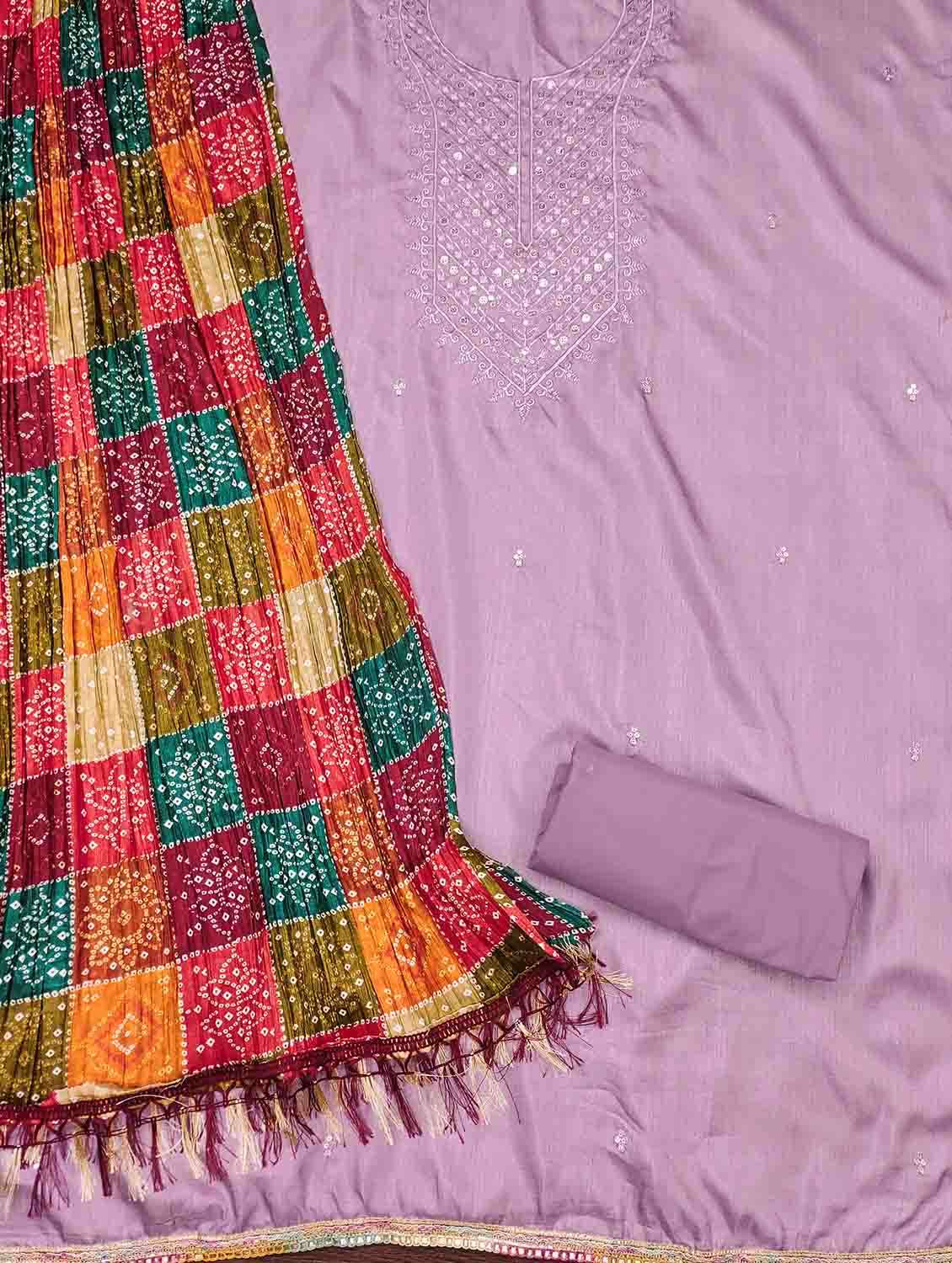 women solid with work unstitched suit set - 22430635 -  Standard Image - 4