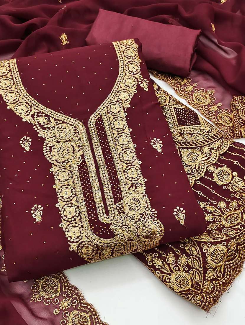 women solid with work unstitched suit set - 22430655 -  Standard Image - 1