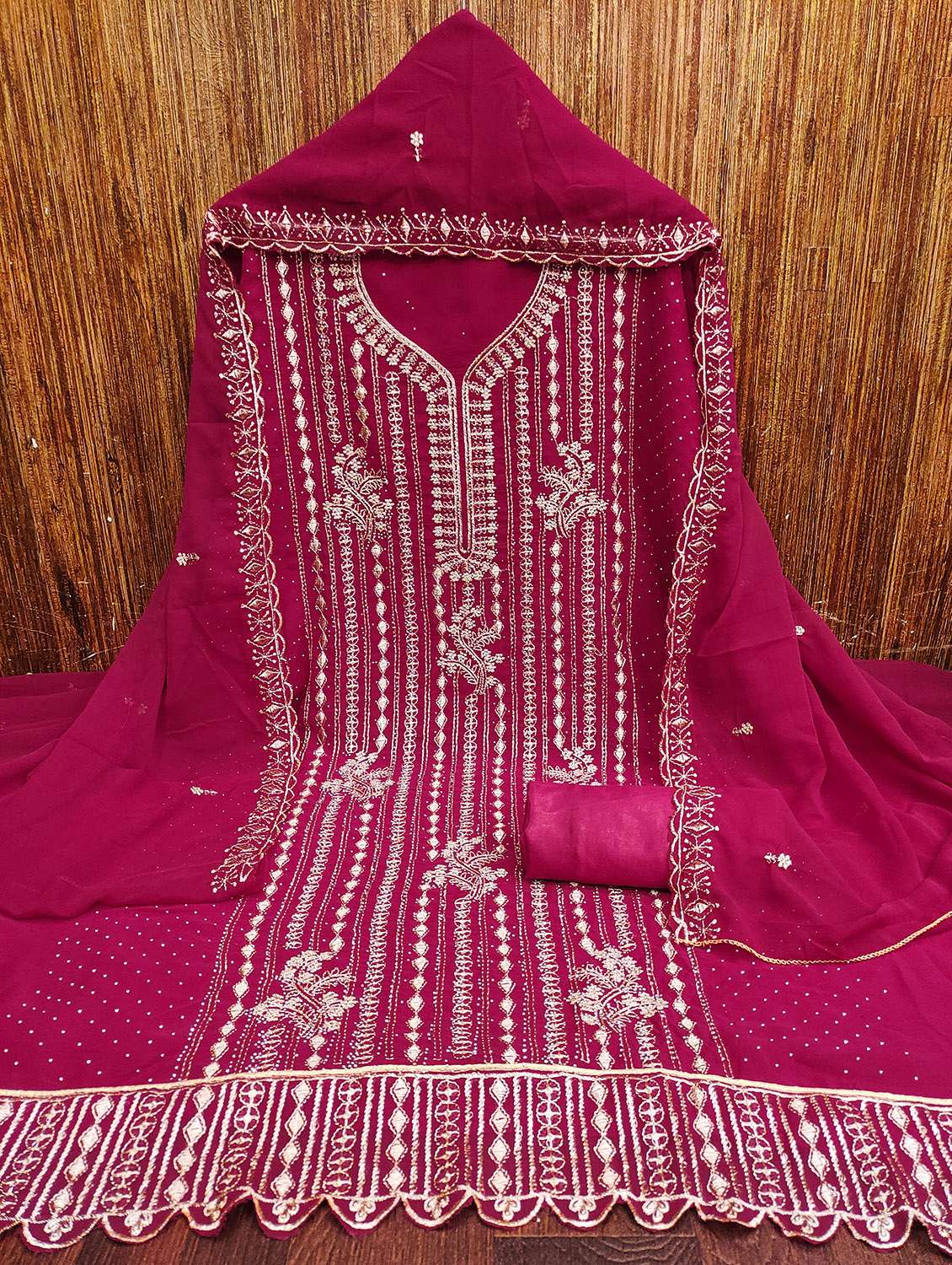 women solid with work unstitched suit set - 22430798 -  Standard Image - 1