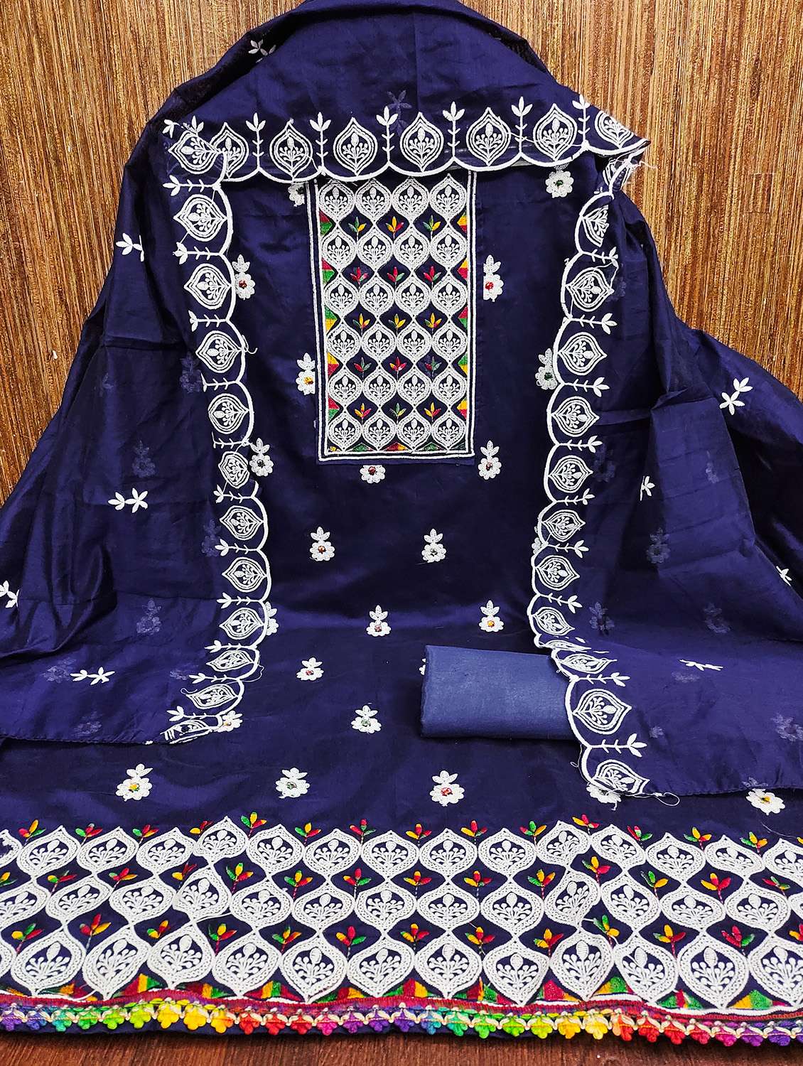 women solid with work unstitched suit set - 22430866 -  Standard Image - 1