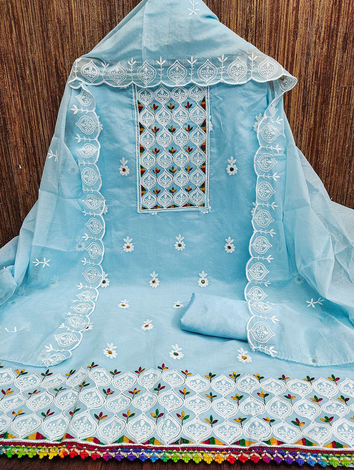 women solid with work unstitched suit set - 22430868 -  Standard Image - 1