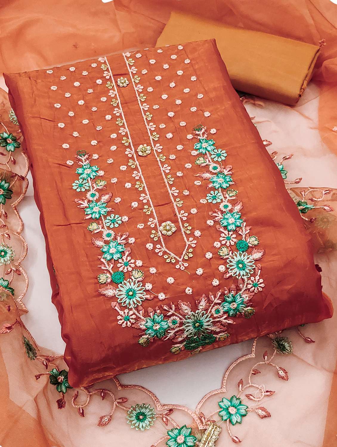 women solid with work unstitched suit set - 22430896 -  Standard Image - 1