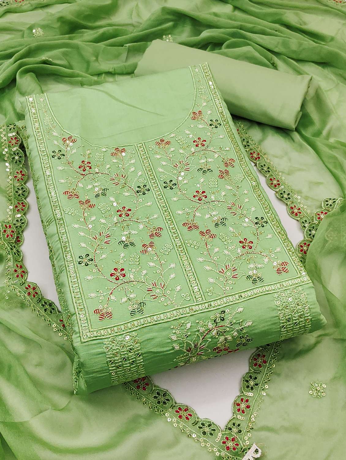 women solid with work unstitched suit set - 22430899 -  Standard Image - 1