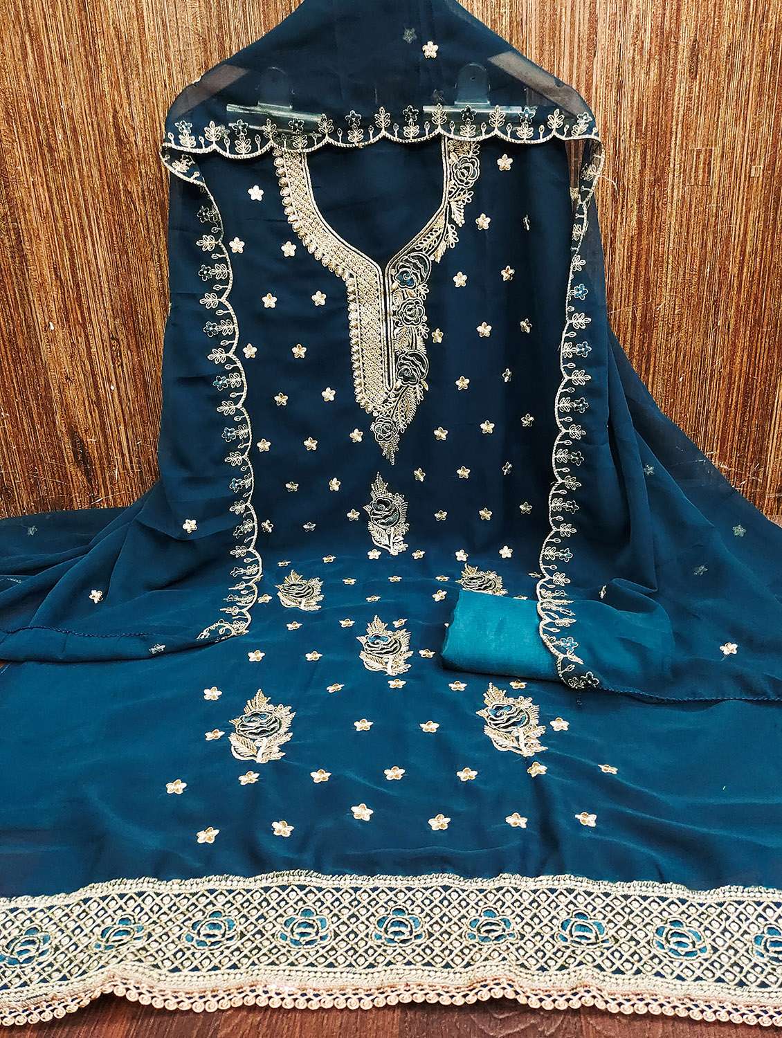 women solid with work unstitched suit set - 22430982 -  Standard Image - 1