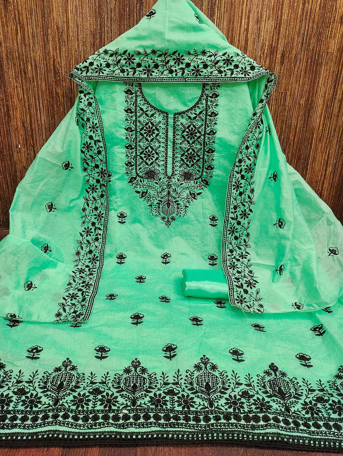 women solid with work unstitched suit set - 22430993 -  Standard Image - 1