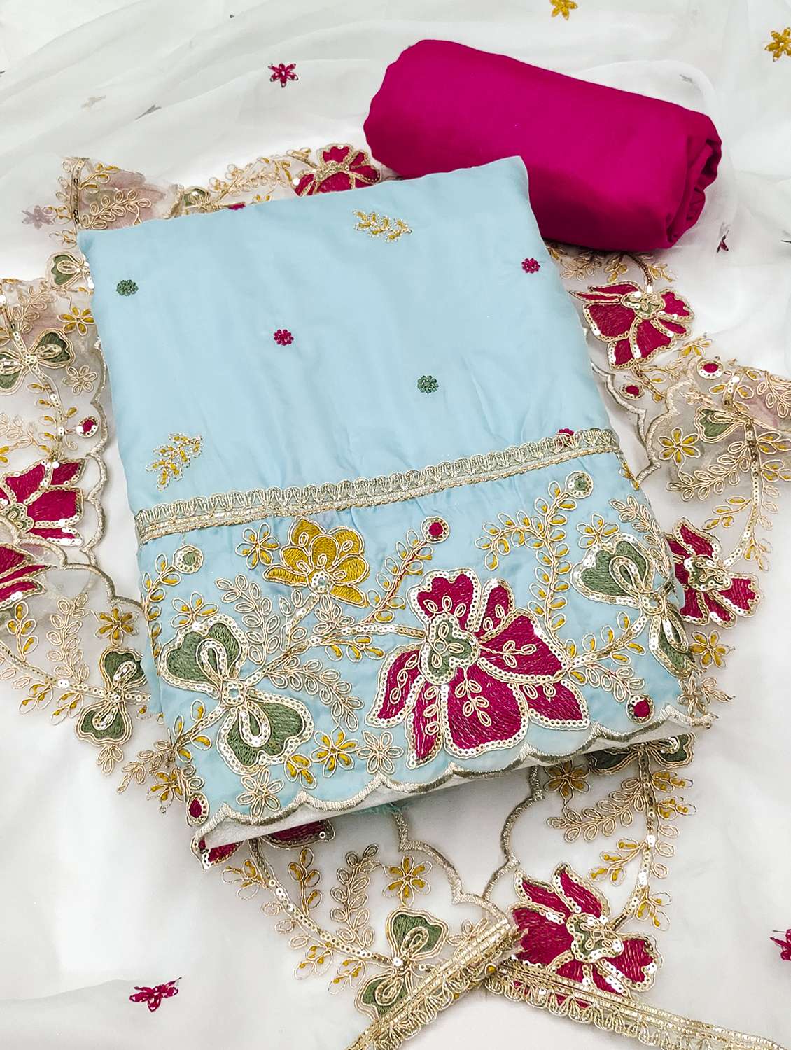 women solid with work unstitched suit set - 22431025 -  Standard Image - 1