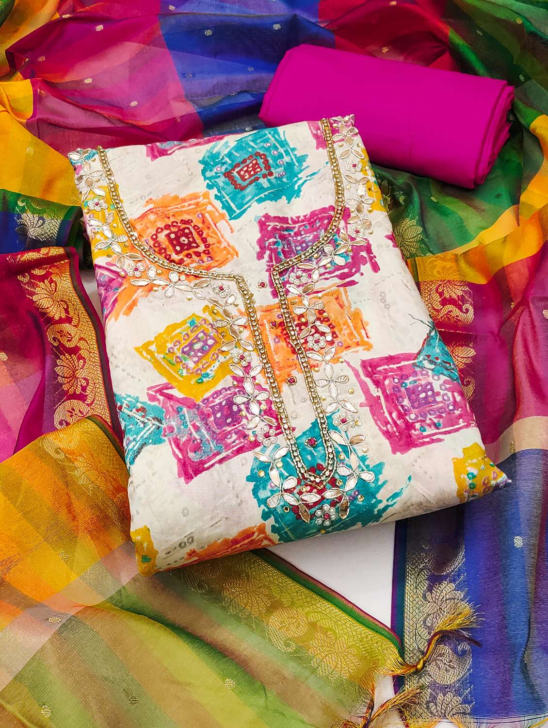 women printed unstitched suit set - 22431031 -  Standard Image - 1