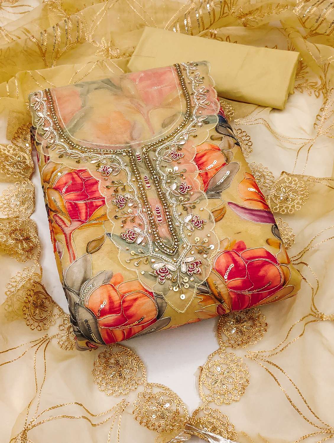 women floral printed unstitched suit set - 22431051 -  Standard Image - 1