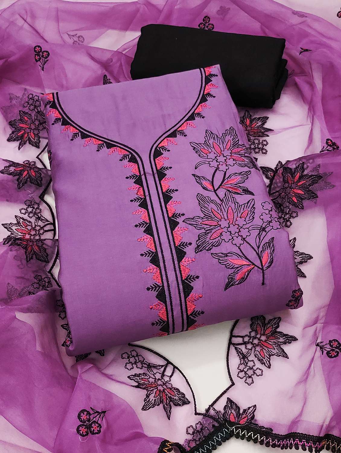 women solid with work unstitched suit set - 22431054 -  Standard Image - 1