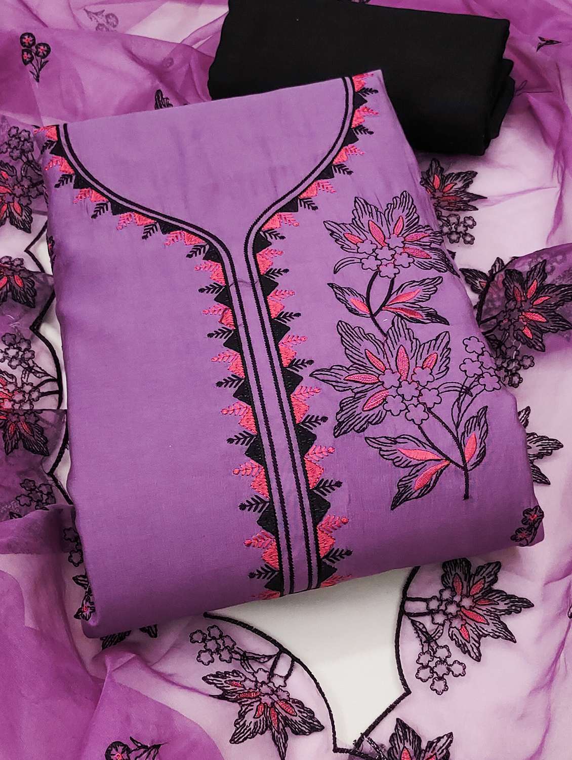 women solid with work unstitched suit set - 22431054 -  Standard Image - 4