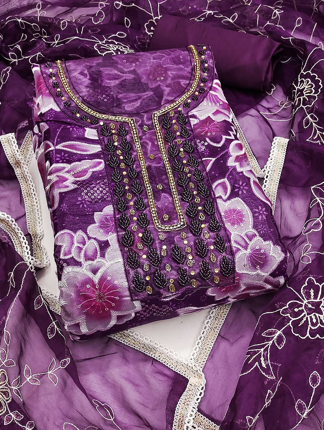 Women Floral Printed Unstitched Suit Set - 22431141 -  Standard Image - 4