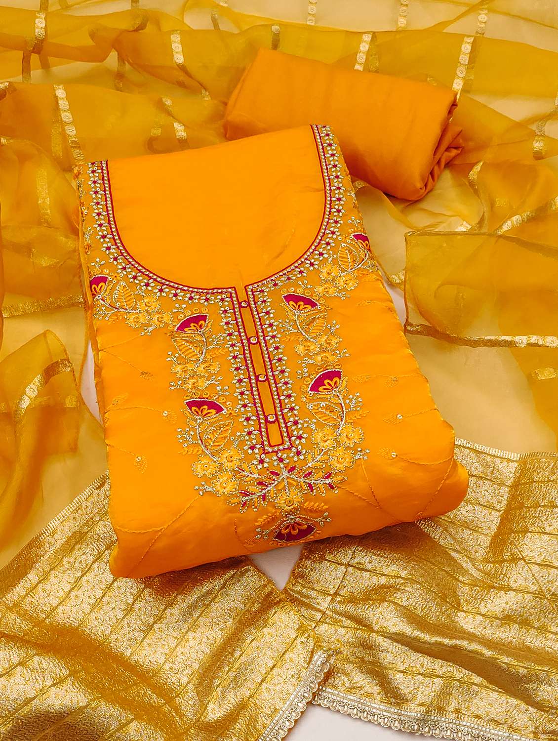 women solid with work unstitched suit set - 22431167 -  Standard Image - 1