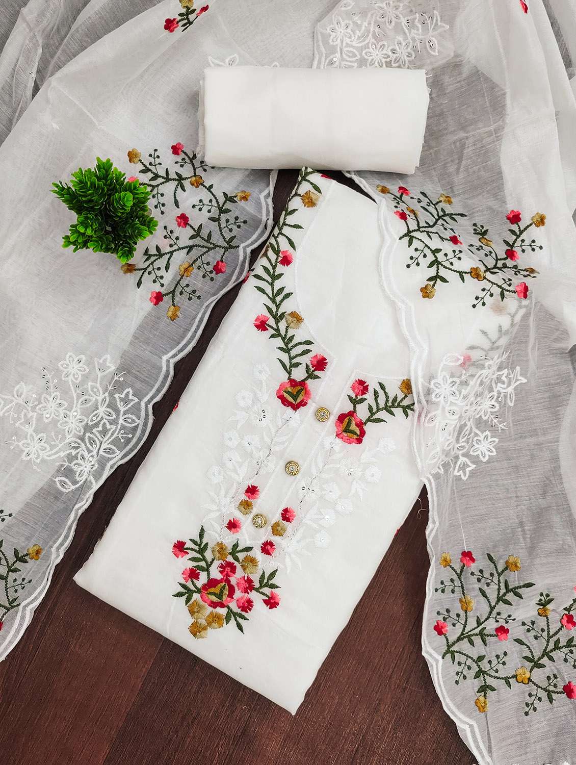 women solid with work unstitched suit set - 22431245 -  Standard Image - 1