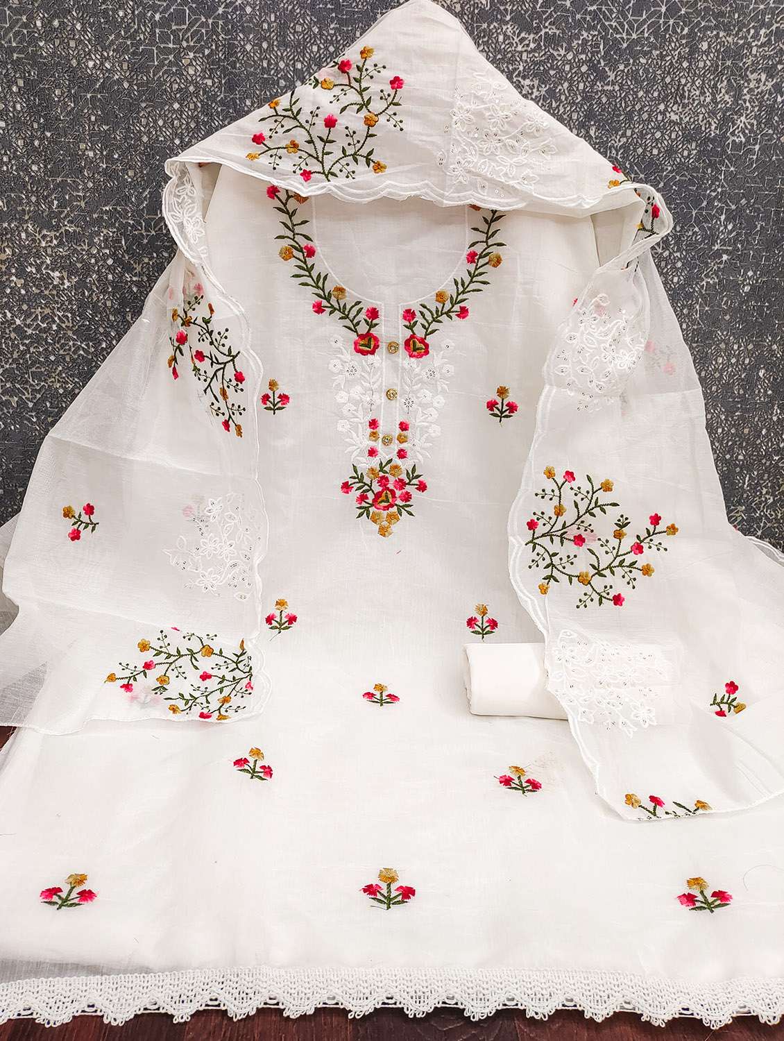 women solid with work unstitched suit set - 22431245 -  Standard Image - 4