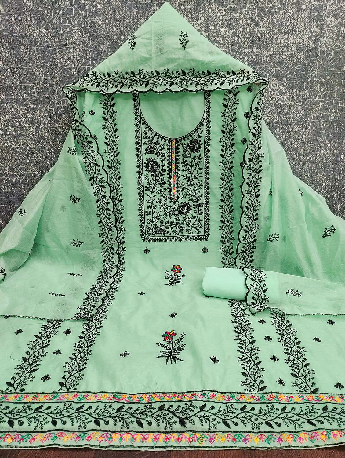 women solid with work unstitched suit set - 22431247 -  Standard Image - 1