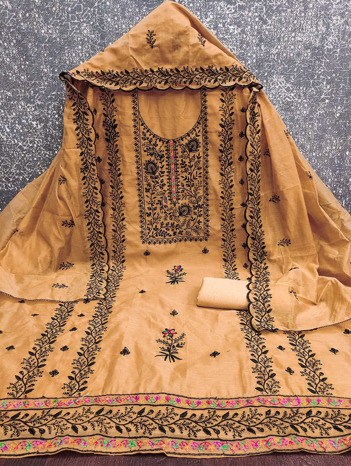 women solid with work unstitched suit set - 22431248 -  Standard Image - 1