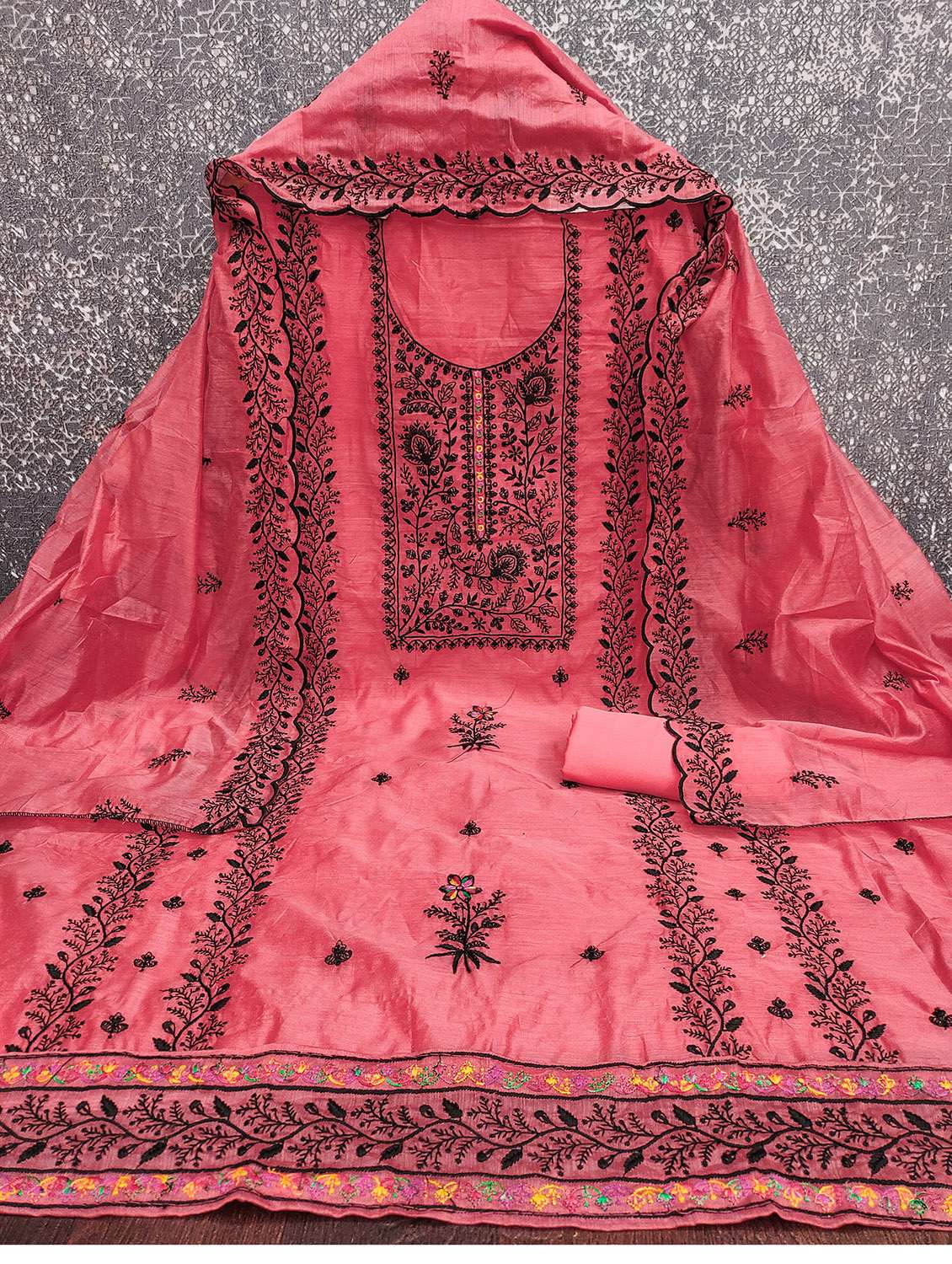 women solid with work unstitched suit set - 22431249 -  Standard Image - 1