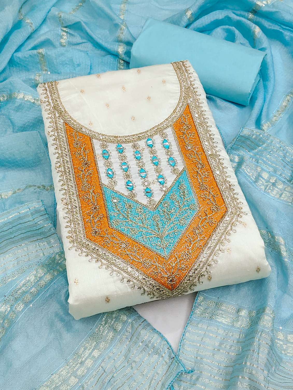 Women Self Design Unstitched Suit Set - 22431380 -  Standard Image - 1