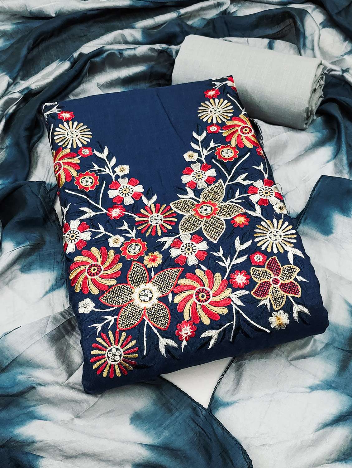 women solid with work unstitched suit set - 22431532 -  Standard Image - 1