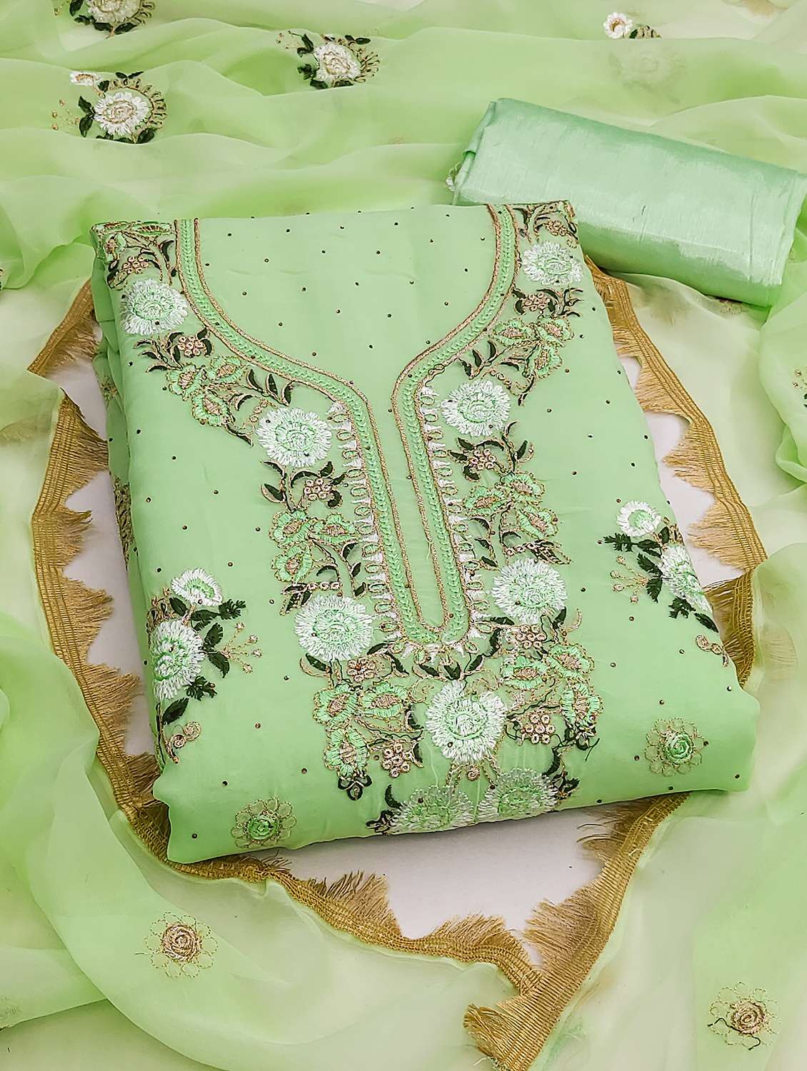 women solid with work unstitched suit set - 22431672 -  Standard Image - 1