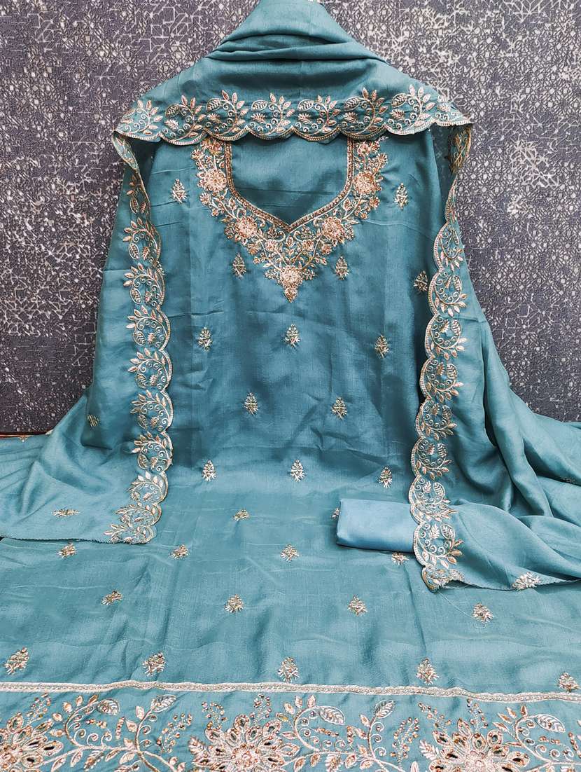 women solid with work unstitched suit set - 22431813 -  Standard Image - 1