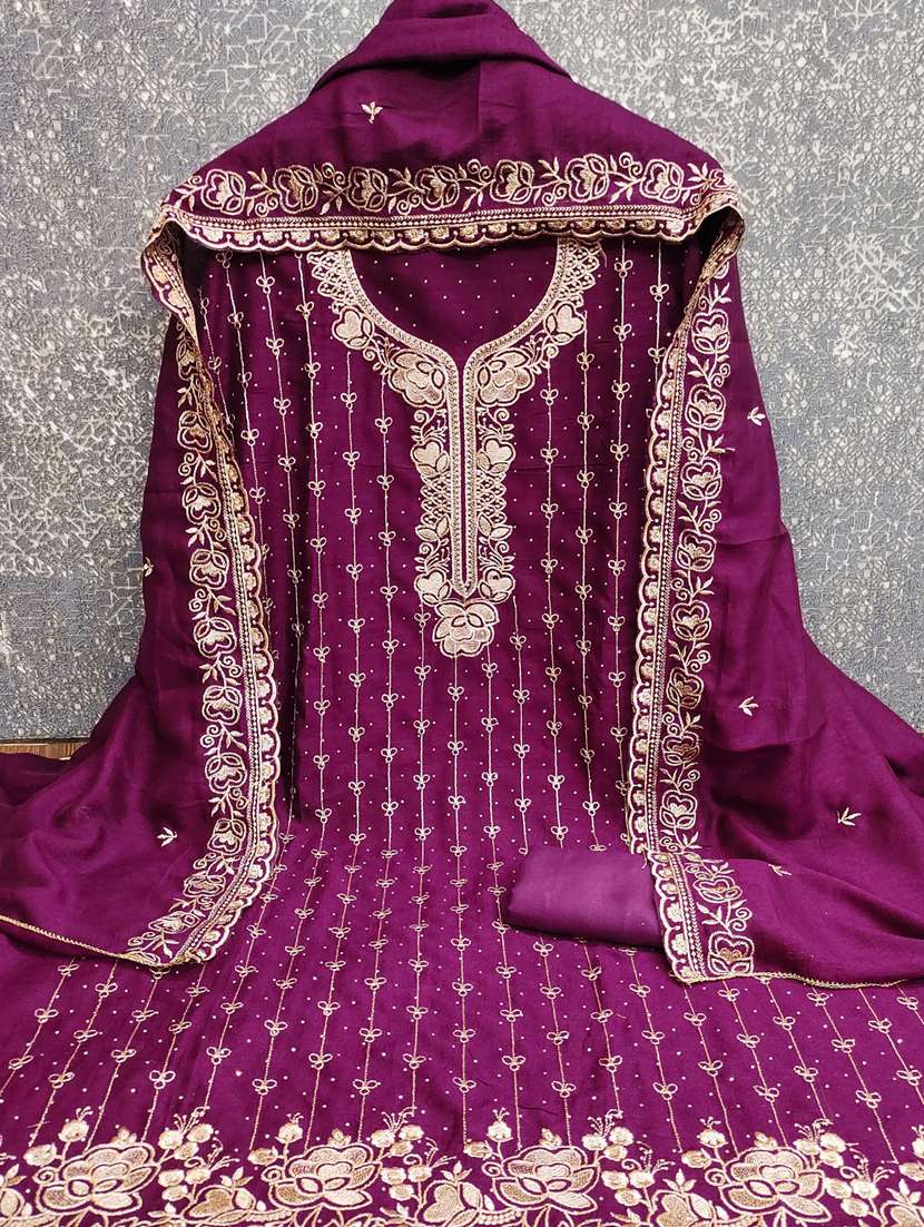 women solid with work unstitched suit set - 22431828 -  Standard Image - 1