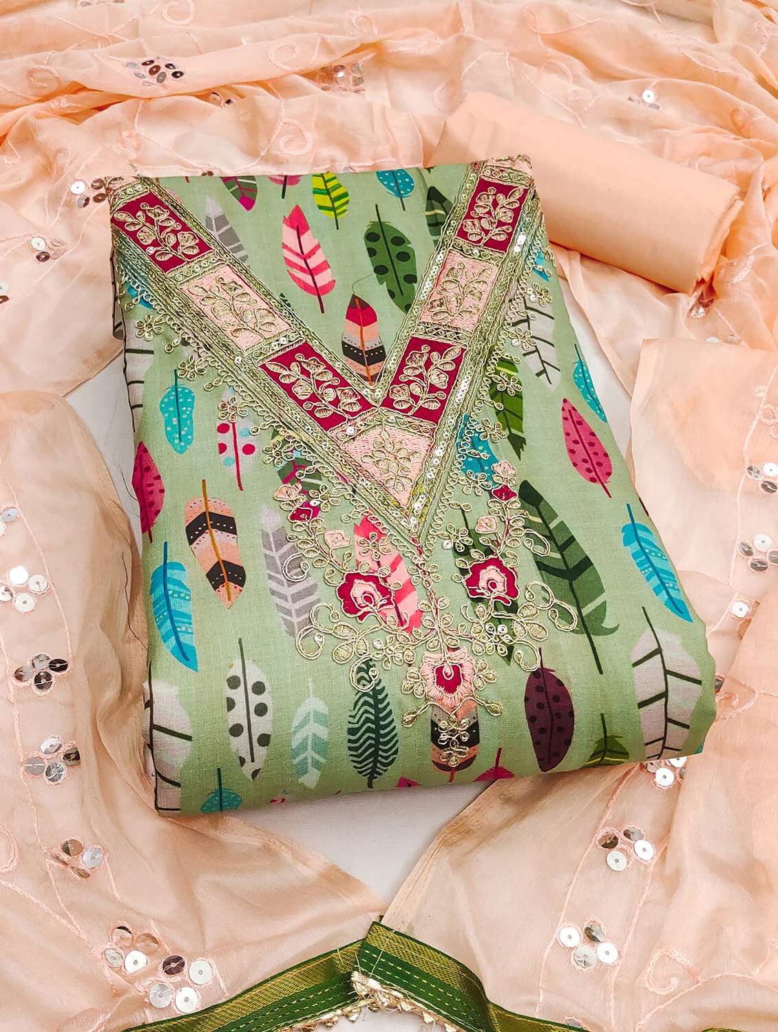 women printed unstitched suit set - 22431877 -  Standard Image - 1