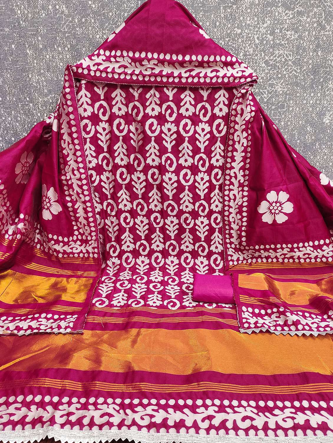 women batik printed unstitched suit set - 22431887 -  Standard Image - 1