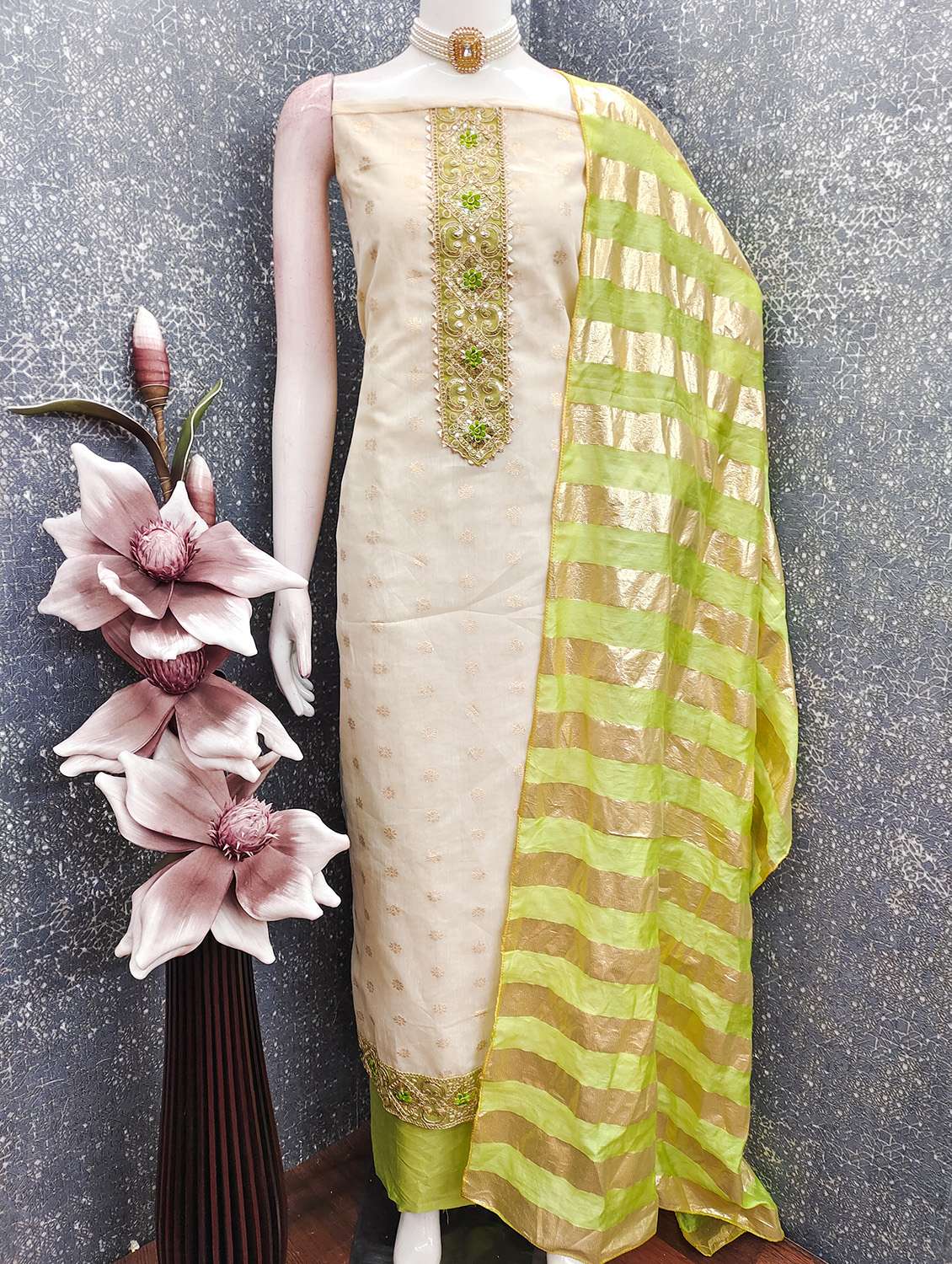 women self design embroidered unstitched suit set - 22431904 -  Standard Image - 1